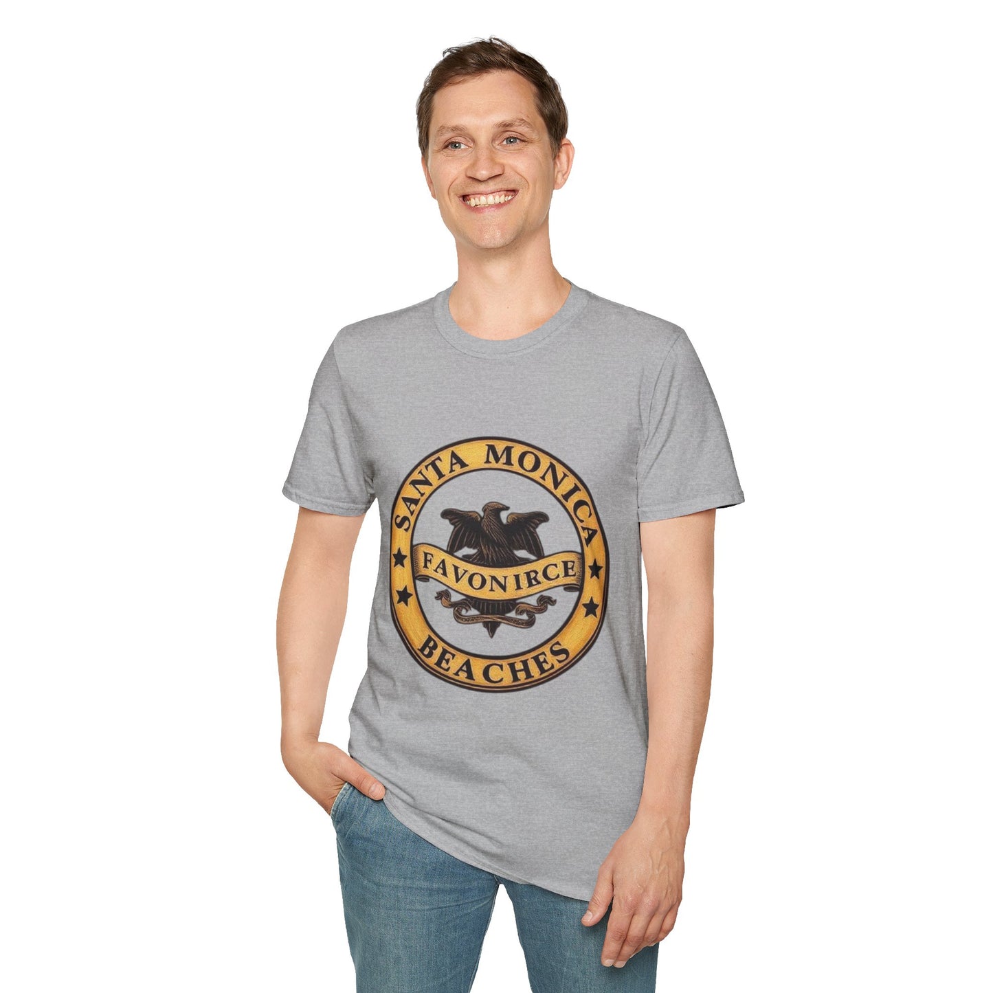 Santa Monica Beaches Unisex Softstyle T-Shirt - Vintage Design for Beach Lovers