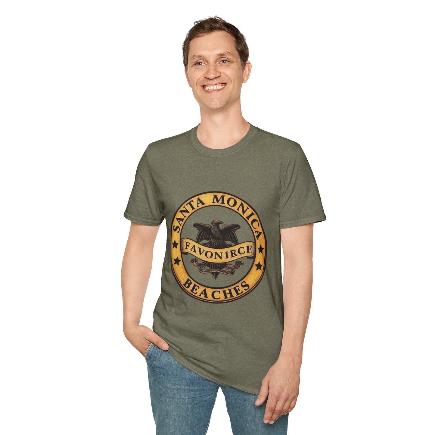 Santa Monica Beaches Unisex Softstyle T-Shirt - Vintage Design for Beach Lovers