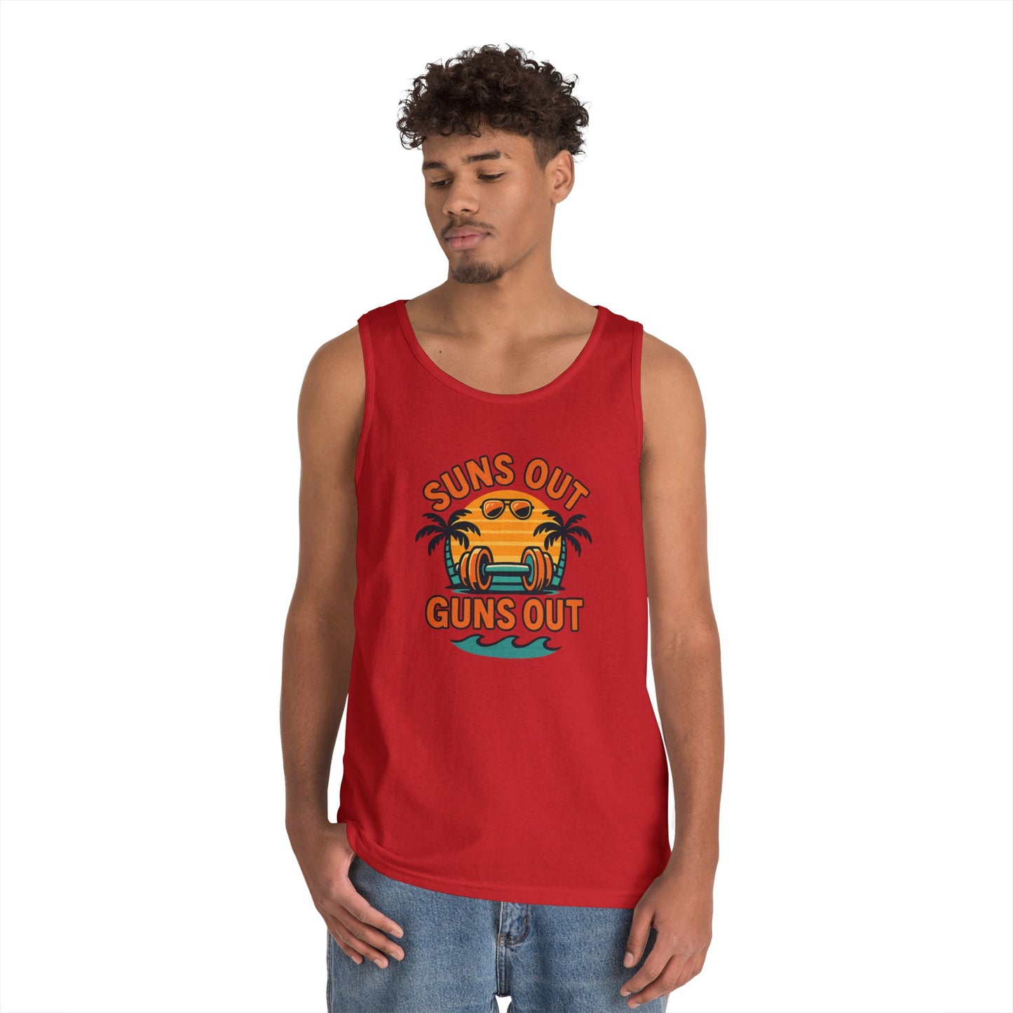 Suns Out Guns Out Unisex Heavy Cotton Tank Top - Perfect for Summer Fun