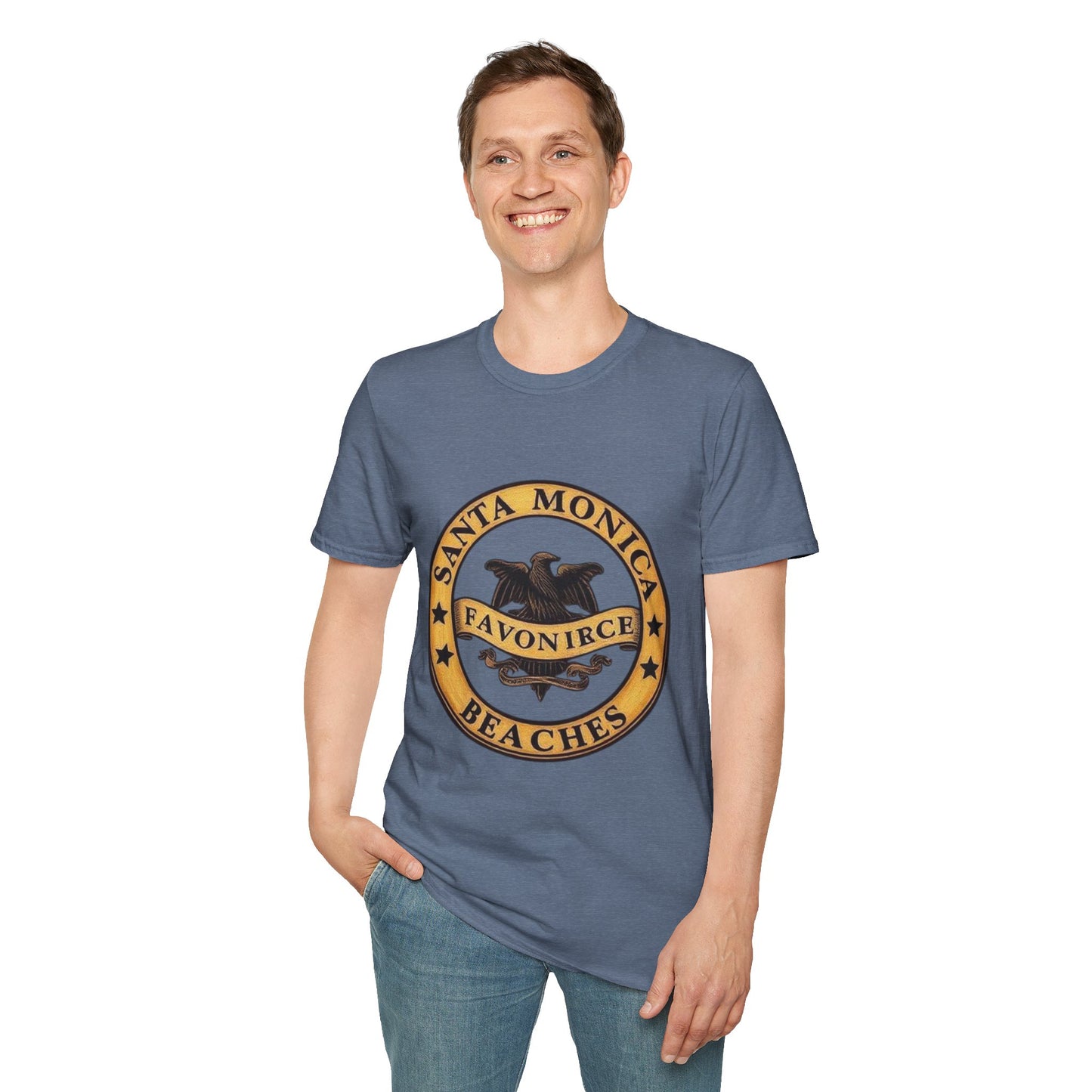 Santa Monica Beaches Unisex Softstyle T-Shirt - Vintage Design for Beach Lovers