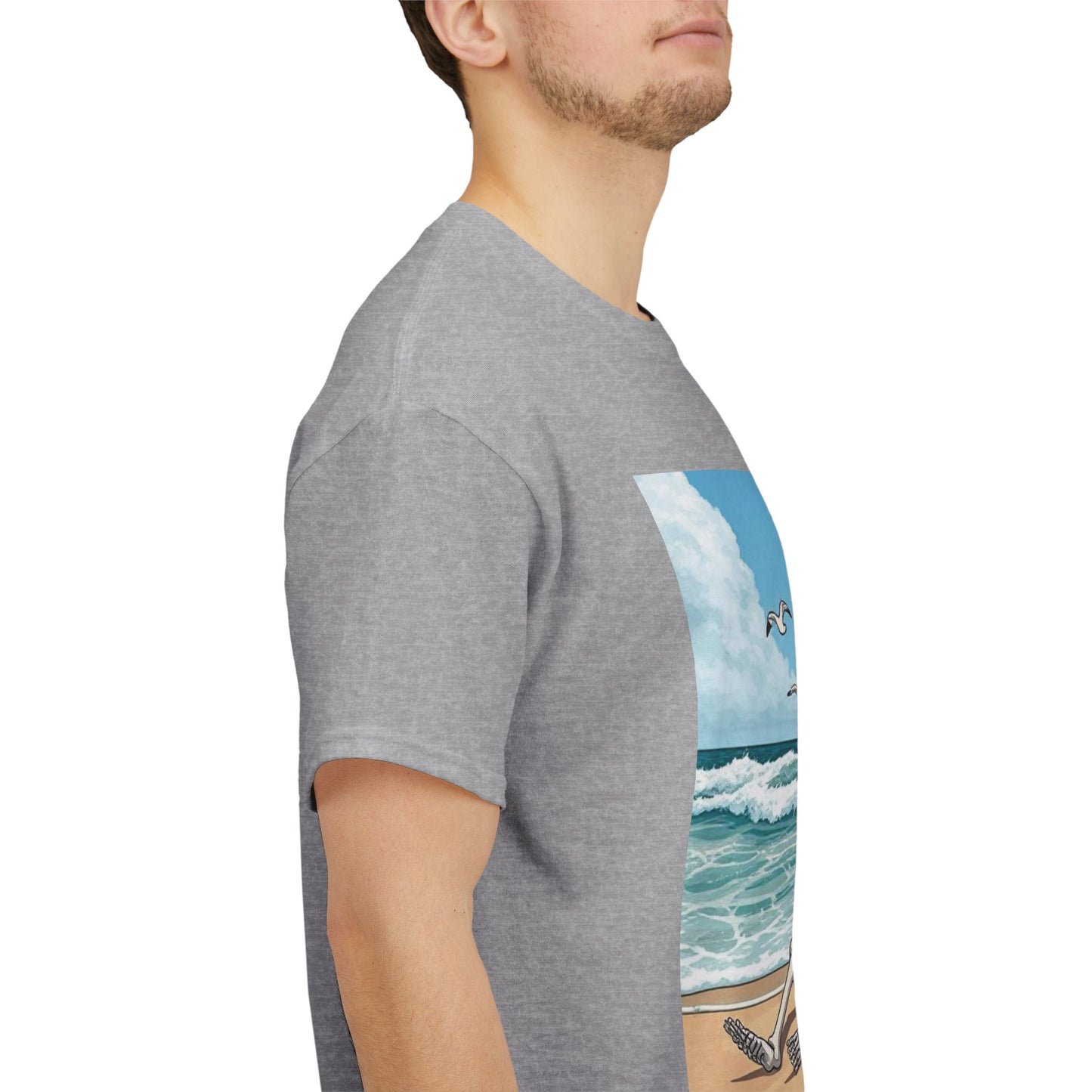 Chill Skeleton Beach Tee - Unisex Heavy Cotton T-Shirt