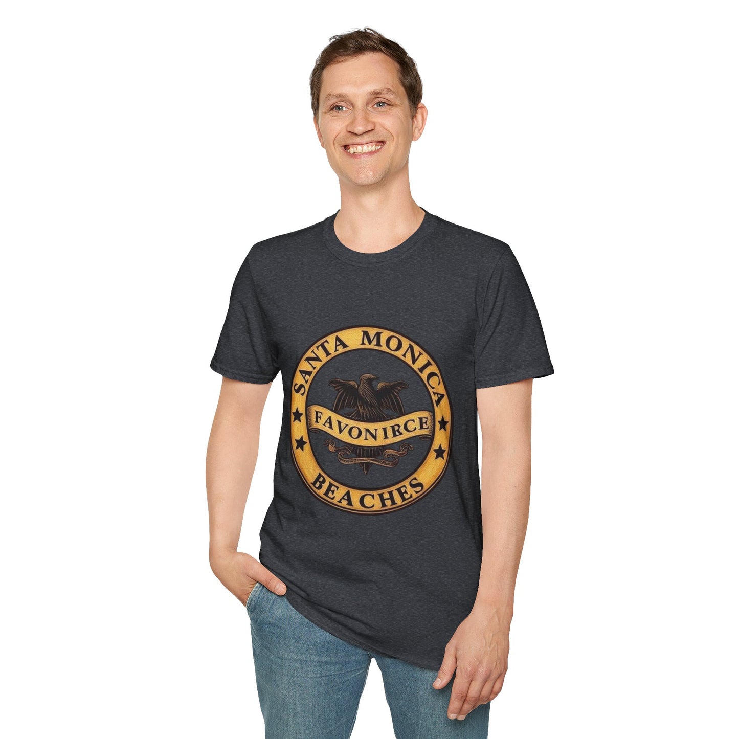 Santa Monica Beaches Unisex Softstyle T-Shirt - Vintage Design for Beach Lovers