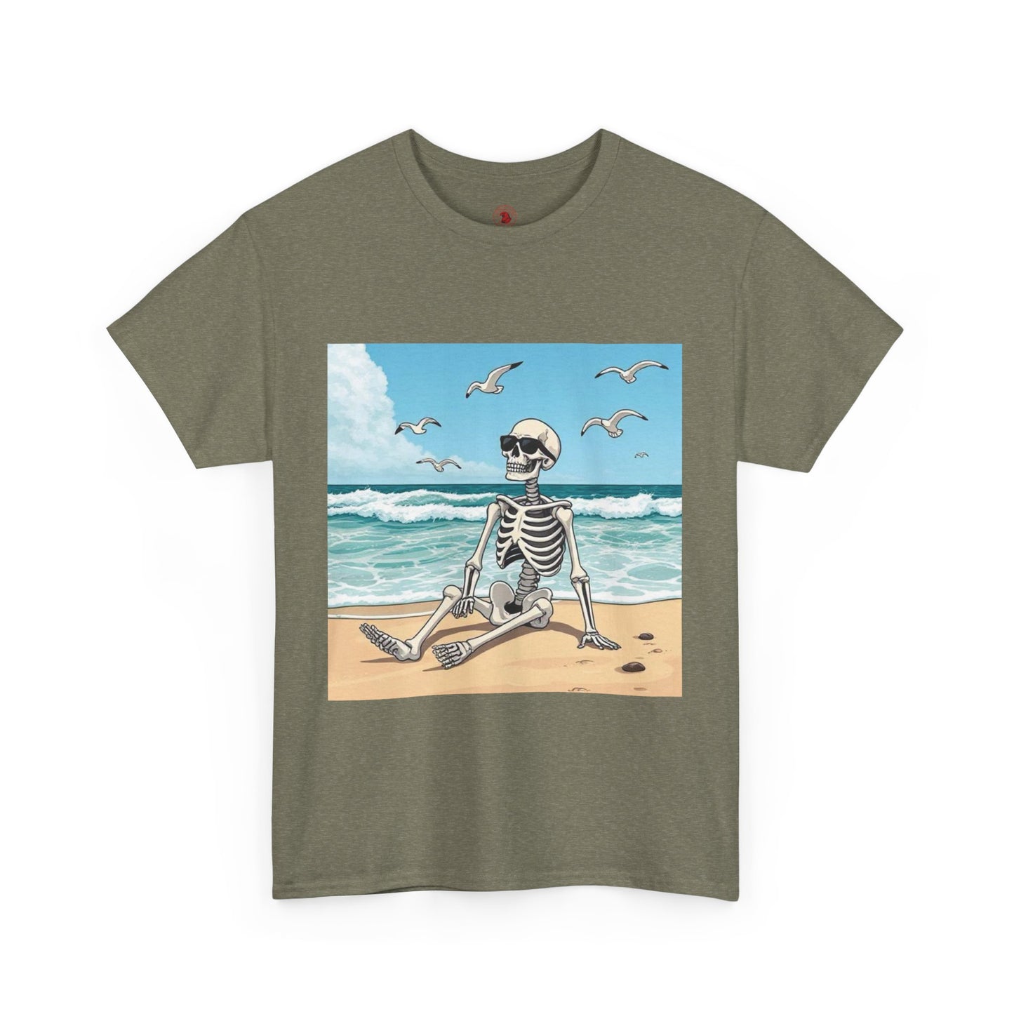 Chill Skeleton Beach Tee - Unisex Heavy Cotton T-Shirt