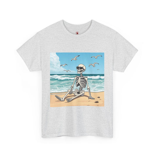 Chill Skeleton Beach Tee - Unisex Heavy Cotton T-Shirt