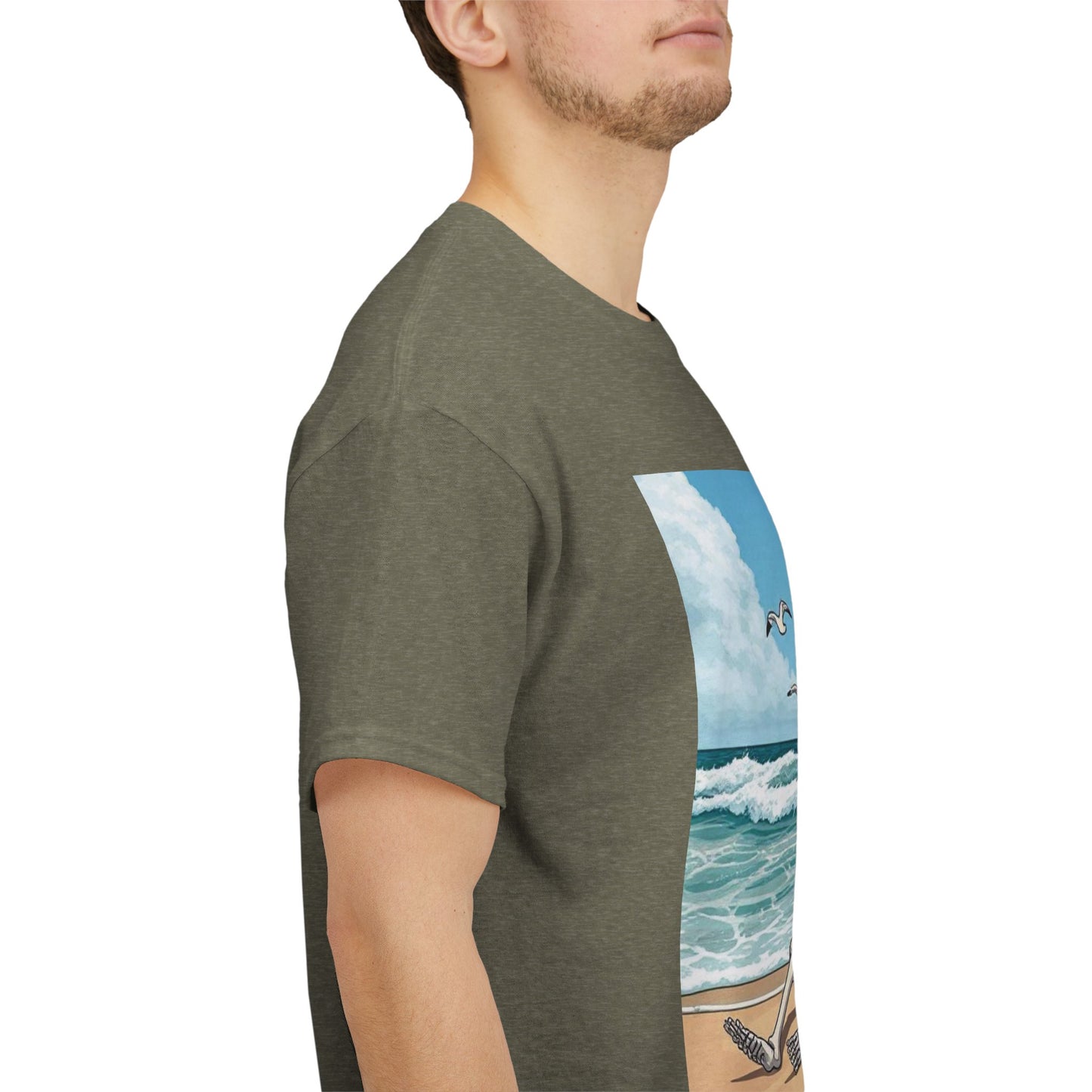 Chill Skeleton Beach Tee - Unisex Heavy Cotton T-Shirt
