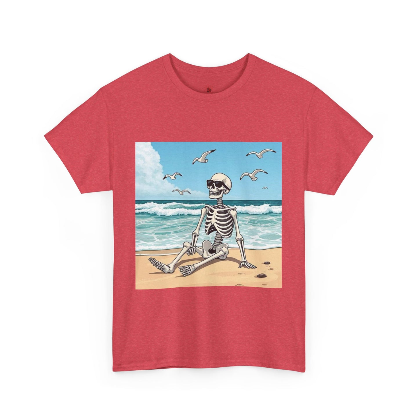 Chill Skeleton Beach Tee - Unisex Heavy Cotton T-Shirt